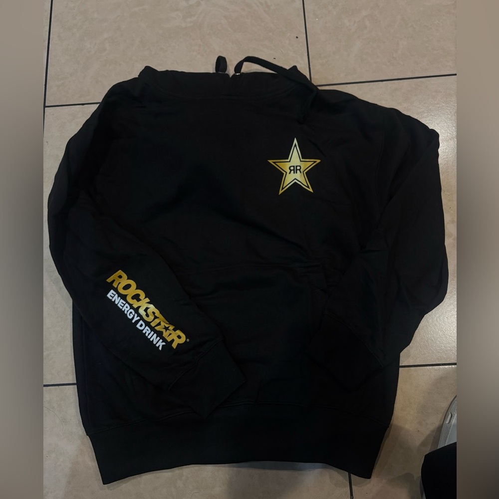 Rockstar Energy Drink Black Hoodie with Yellow Star Logo
